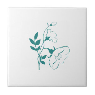Azulejo De Cerâmica Flor Estilizado em Teal
