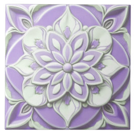 Azulejo De Cerâmica Flor Floral Alivio Lilly Purple e White Faux