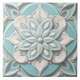 Azulejo De Cerâmica Flor Floral Elegante De Alivio Azul Da Casa Azul