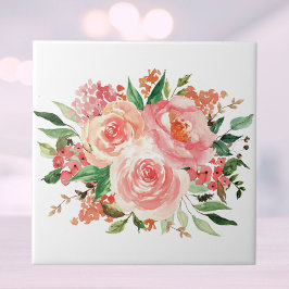 Azulejo De Cerâmica Flor Floral Rosa Bege Primavera