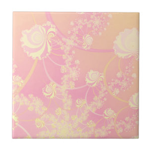 Azulejo De Cerâmica Flor Fractal Rosa Rosa Rosa