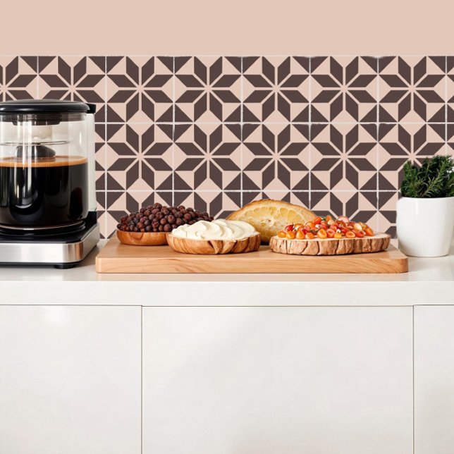 Azulejo De Cerâmica Flor geométrica em tons de creme e chocolate (Criador carregado)