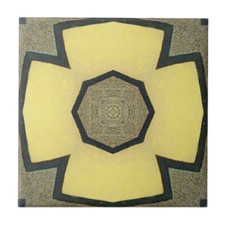 Azulejo De Cerâmica Flor Geométrico Simétrica Amarelo Vintage