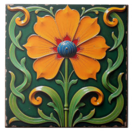 Azulejo De Cerâmica Flor Laranja Profundo