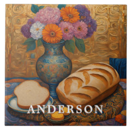 Azulejo De Cerâmica Flor Laranja Roxo Vase Estática