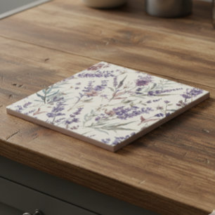 Azulejo De Cerâmica Flor Lavanda Boho Botânica Floral