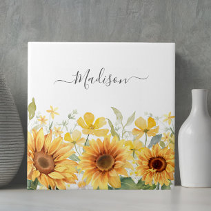 Azulejo De Cerâmica Flor Monograma Amarelo Flor Girassol Floral Botâni