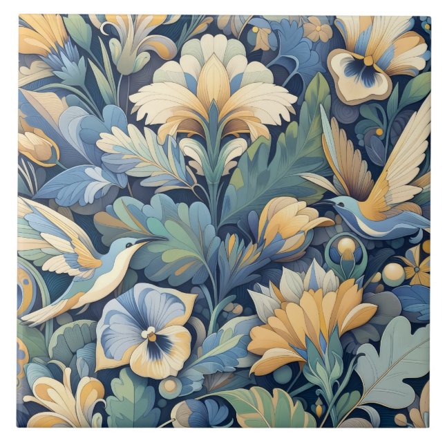 Azulejo De Cerâmica Flor Morris art (Frente)