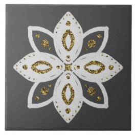 Azulejo De Cerâmica flor popular 1 cinza e branco