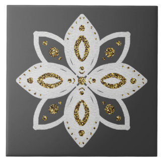 Azulejo De Cerâmica flor popular 1 cinza e branco