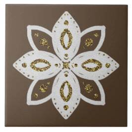 Azulejo De Cerâmica flor popular 1 marrom claro e branco