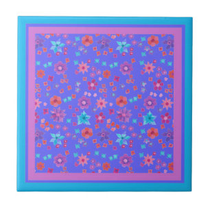 Azulejo de Cerâmica Flor-Power Azul Céu Bonito