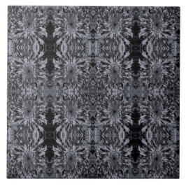 Azulejo De Cerâmica Flor Preto e Cinza