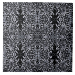 Azulejo De Cerâmica Flor Preto e Cinza