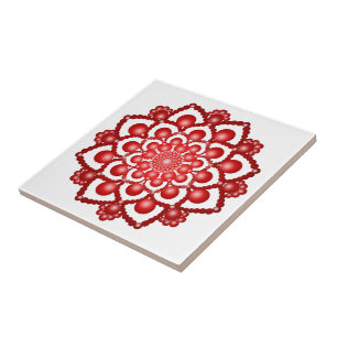 Azulejo De Cerâmica Flor Red Dot Mandala