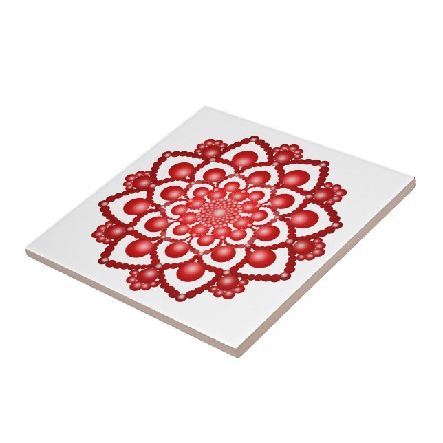 Azulejo De Cerâmica Flor Red Dot Mandala (Lateral)