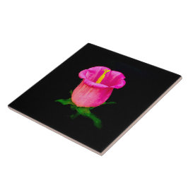 Azulejo De Cerâmica Flor rosa a preto