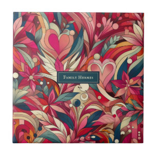 Azulejo De Cerâmica Flor rosa - Arte Morris