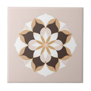 Azulejo De Cerâmica Flor rosa branca, castanha e pastel