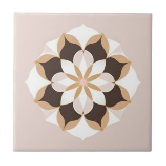 Azulejo De Cerâmica Flor rosa branca, castanha e pastel