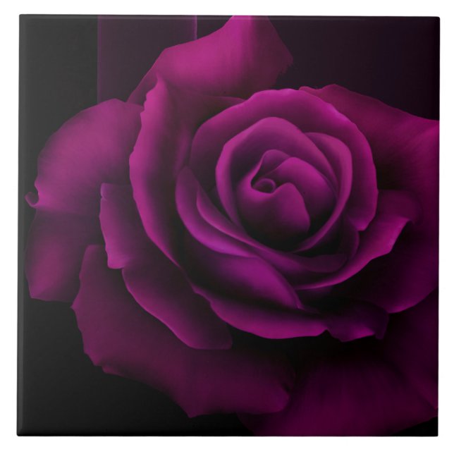 Azulejo De Cerâmica Flor Rosa vermelha Roxo-Gótica (Frente)