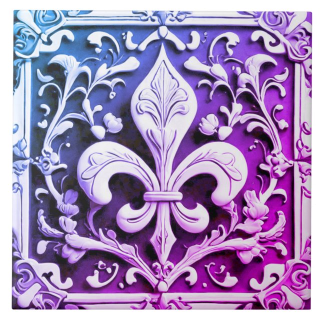 Azulejo De Cerâmica Flor Roxo de Lis (Frente)