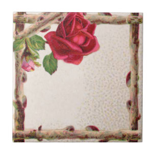 Azulejo De Cerâmica Flor rústica da antiguidade do país do rosa do