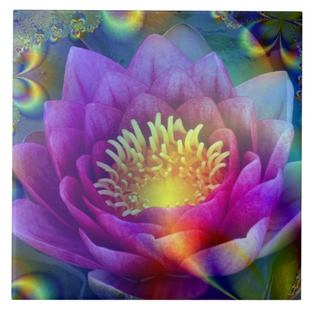 Azulejo De Cerâmica Flor sagrada de paz e amor (Frente)