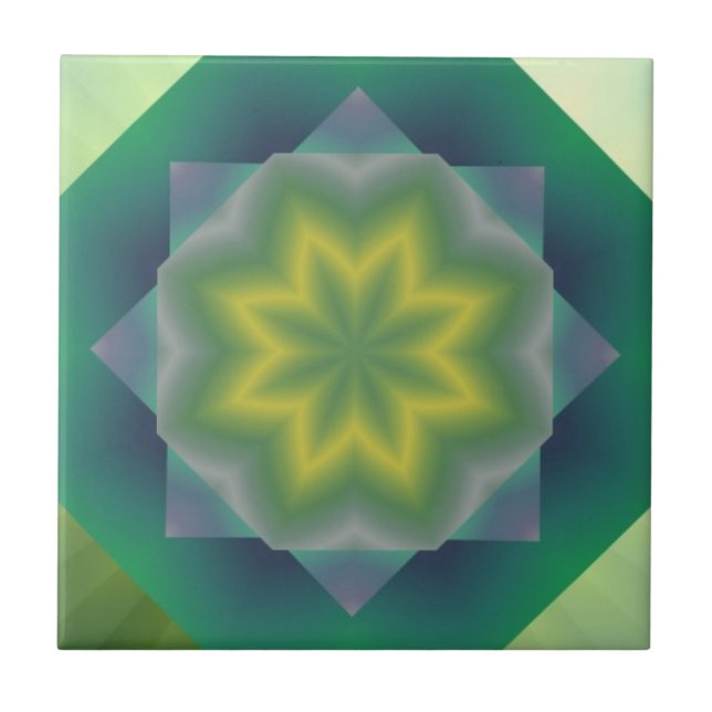 Azulejo De Cerâmica Flor Selvagem Verde (Frente)