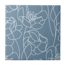 Flor Silvestre Moderna Azul Branco