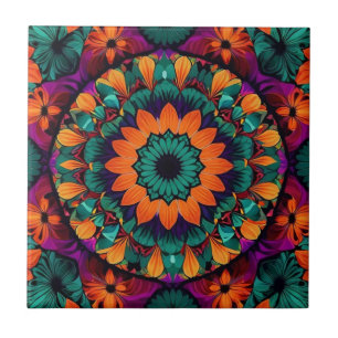 Azulejo De Cerâmica Flor teatral com centro negro
