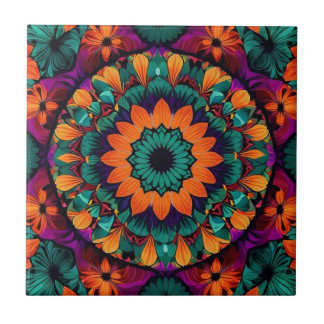 Azulejo De Cerâmica Flor teatral com centro negro