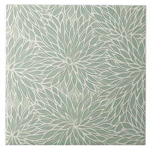 Azulejo De Cerâmica Flor Verde e Branco