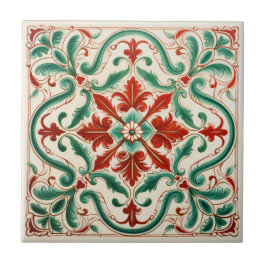 Azulejo De Cerâmica Flor Vermelho do Mediterrâneo