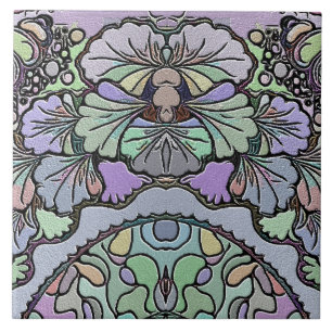 Azulejo De Cerâmica Flor vintage mosaico pansy pansy floral elegante 