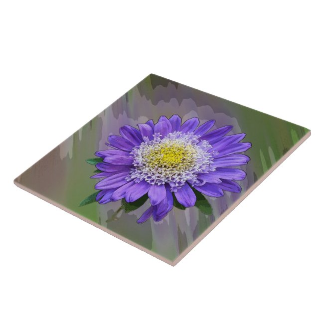 Azulejo De Cerâmica flor violeta azul (Lateral)