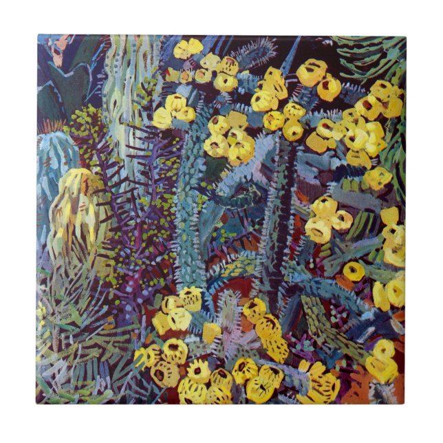 Azulejo De Cerâmica Flora Exótica nº 10 em SunshineDazzle (Frente)