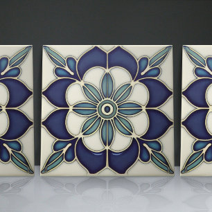 Azulejo De Cerâmica Floração de Jacarandá de Lisboa Inspirada no Art N