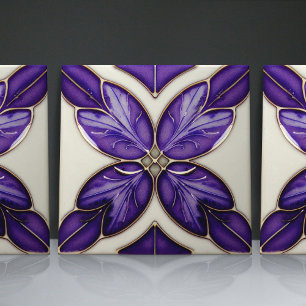 Azulejo De Cerâmica Floração de Jacarandá de Lisboa Inspirada no Art N