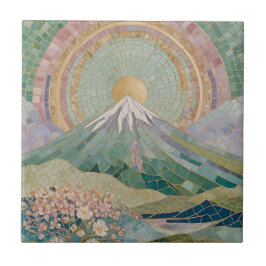 Azulejo De Cerâmica Floração Etérea: Mosaico Pastel do Vulcão na Prima