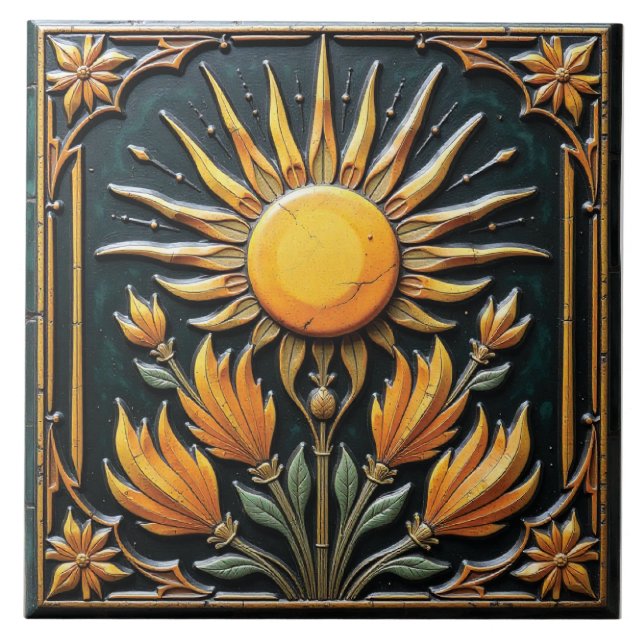 Azulejo De Cerâmica Floração Solar (Frente)