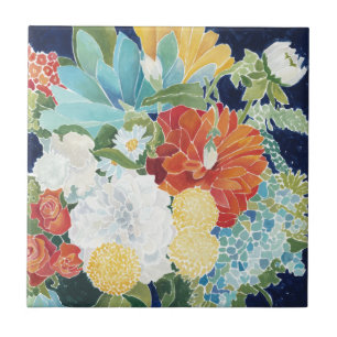 Azulejo De Cerâmica Florais de meia-noite III