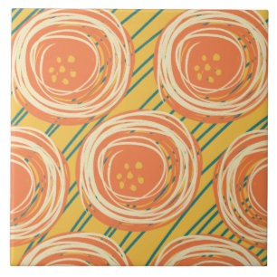Azulejo De Cerâmica Florais de Papoula Laranja Negrito Abstratos