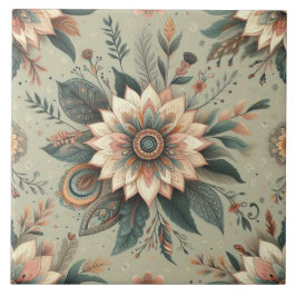 Azulejo De Cerâmica Florais em Sage