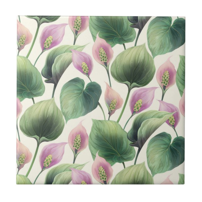 Azulejo de cerâmica floral (Frente)