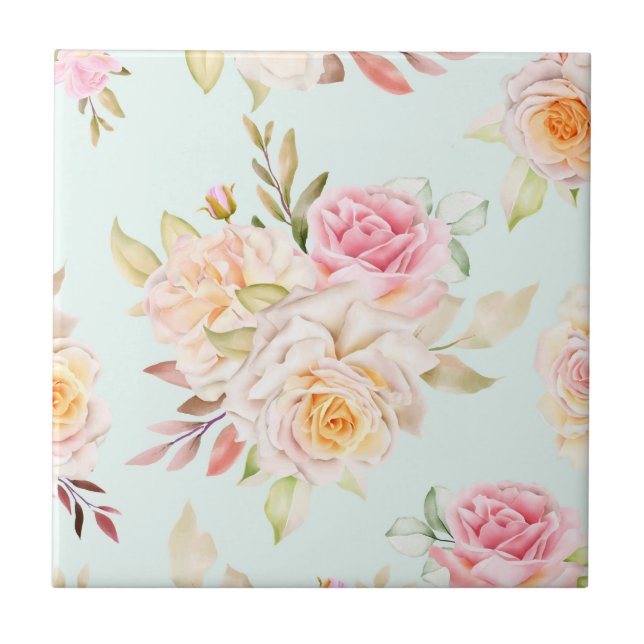 Azulejo de cerâmica floral (Frente)