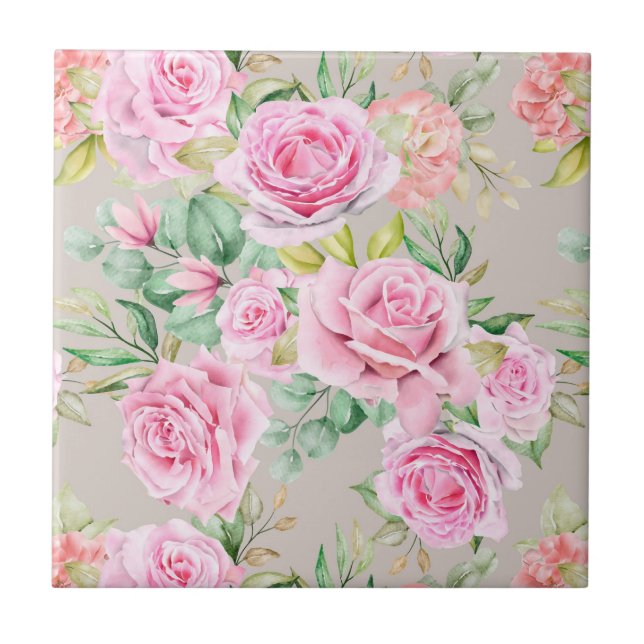 Azulejo de cerâmica floral (Frente)