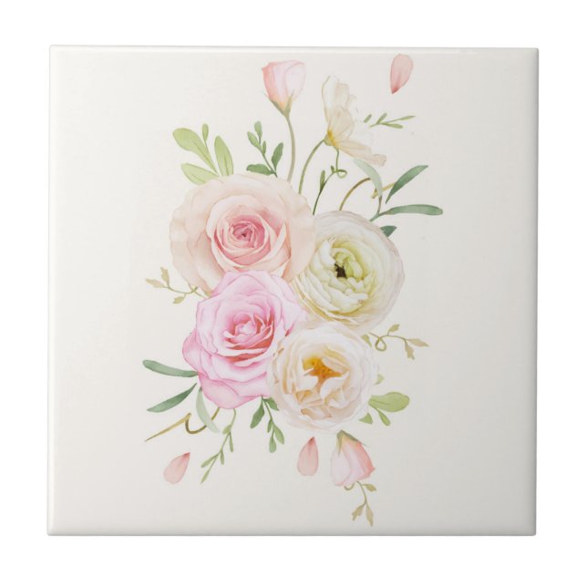 Azulejo de cerâmica floral (Frente)