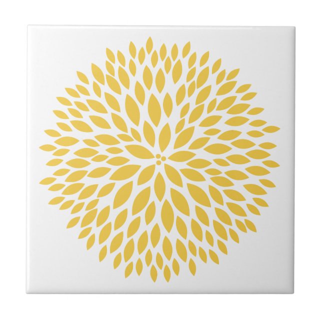 Azulejo De Cerâmica Floral Amarelo Chic (Frente)