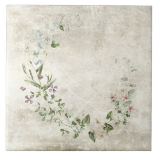 Azulejo De Cerâmica Floral Aquarela Rústica
